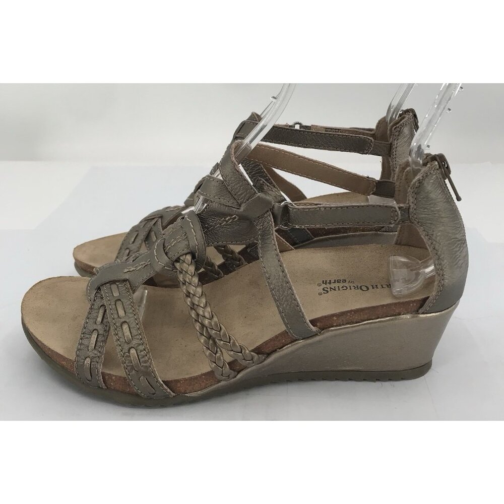 Earth Origins Sandals‎ Size 9.5 Strappy Leather Karoline Wedge